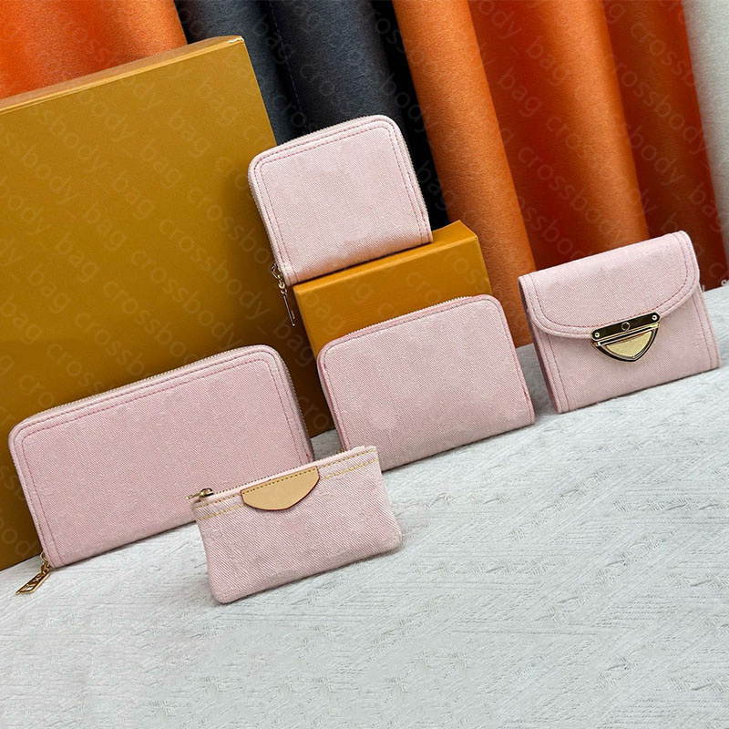 Luxury Wallet Designer Woman Card Wallets Designers Womens Keychain Small Denim Pink Wallet Credit Card Holder