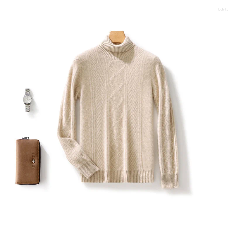 Men's Sweaters Autumn Winter Merino Wool Turtleneck Casual Solid Color Sweater Pullover Cashmere Soft Long Sleeves Clothing Top