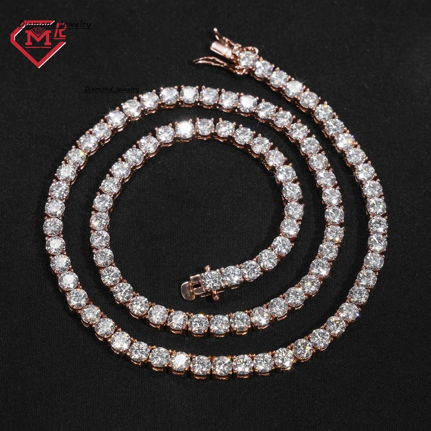 3MM 4MM 5MM 6MM Hiphop Tennis Chain 925 Sterling Silver VVS Iced out Moissanite Necklace