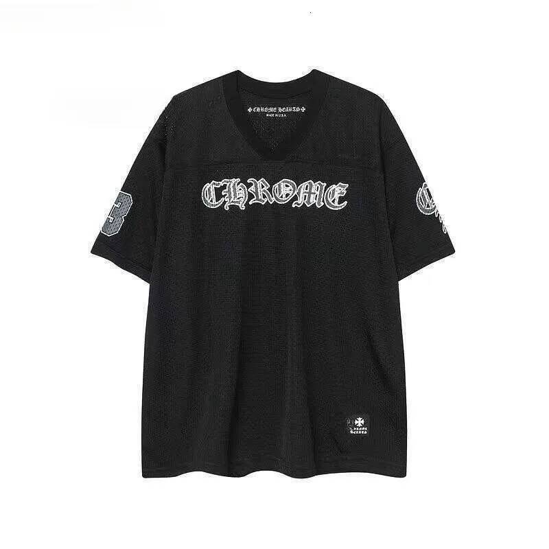 Chrome Shirts Designer Cross Football chrome Jersey Summer Mesh Breathable Tshirt Hot Stamping Sanskrit Printed Mens Gothic Style Streetwear chromel