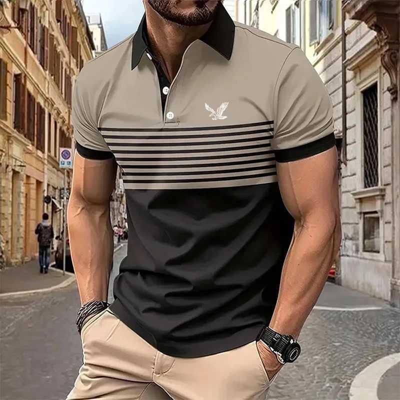 Mens Polo Shirt Golf Shirt Striped Turndown Street Casual Short Sleeve Clothing Apparel Fashion Casual Sport Comfortable W250805