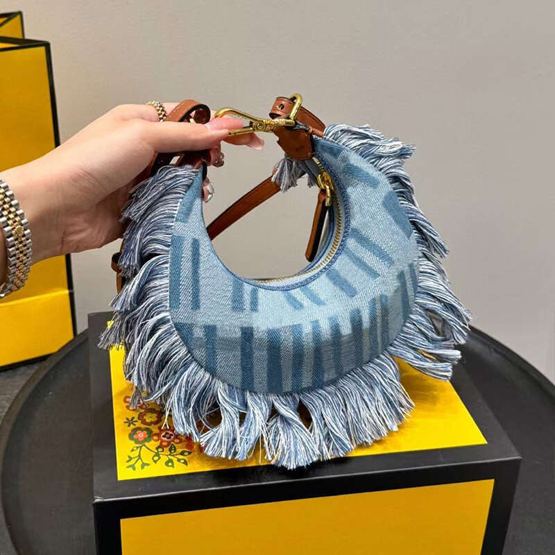 Designer Mini sac à main Half Crescent Sac Denim Sac Fashion Vintage Ladies Totes Crossbody Bag Mini