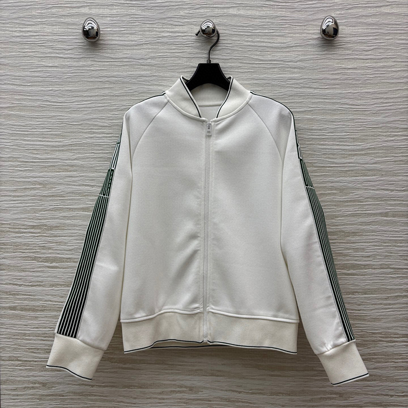 2025 Women's Green Line Zip up Jackets Luxury Fashion Women Letter Side Long Sleeve Loose Casual Coat