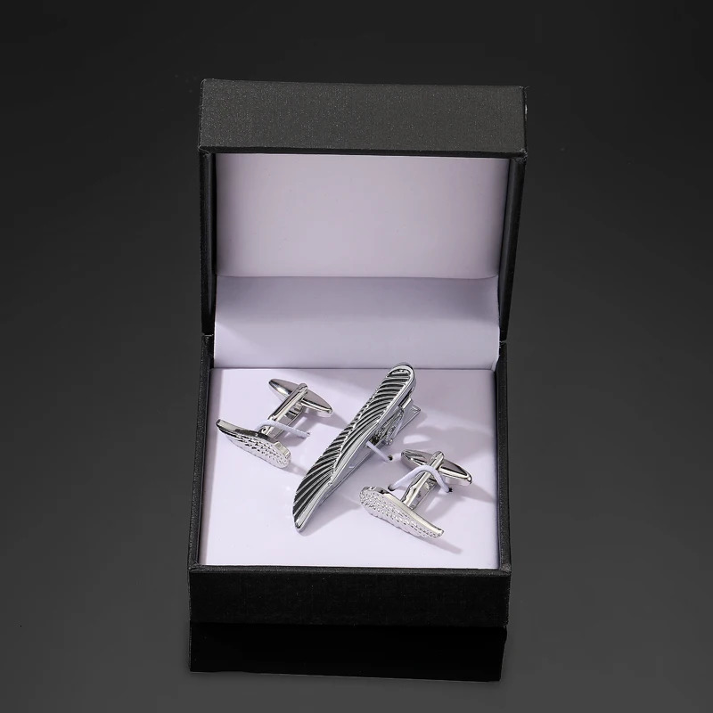 Fashion mens French shirt cufflinks tie clip set High quality metal Classic Animal wings cuff button clip Business suit Jewelry 250729
