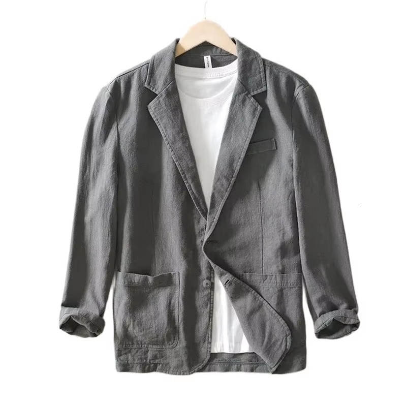 70 Linen 30 Cotton Breathable Mens Blazer Suit Jacket For Men Black Coat Summer Business Lightweight Male Clothes 2024 y250724