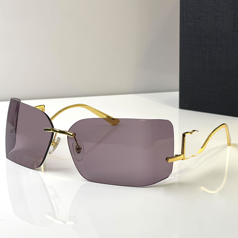 Ladies luxury frameless sunglasses fashionable light colored sunshade glasses designer high quality UV400 resistant sunglasses with packaging box 23