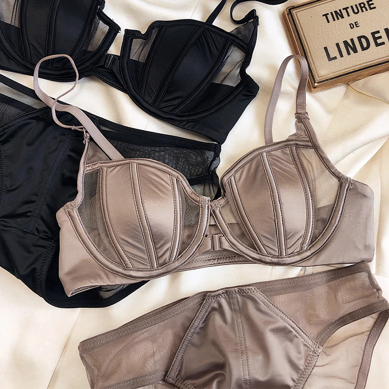 Summer Lace Thin Cup Women Underwear Sexy Front Buckle Push Up Bra Set Adjustable Strap Brassiere Beautiful Back Lingerie 250801