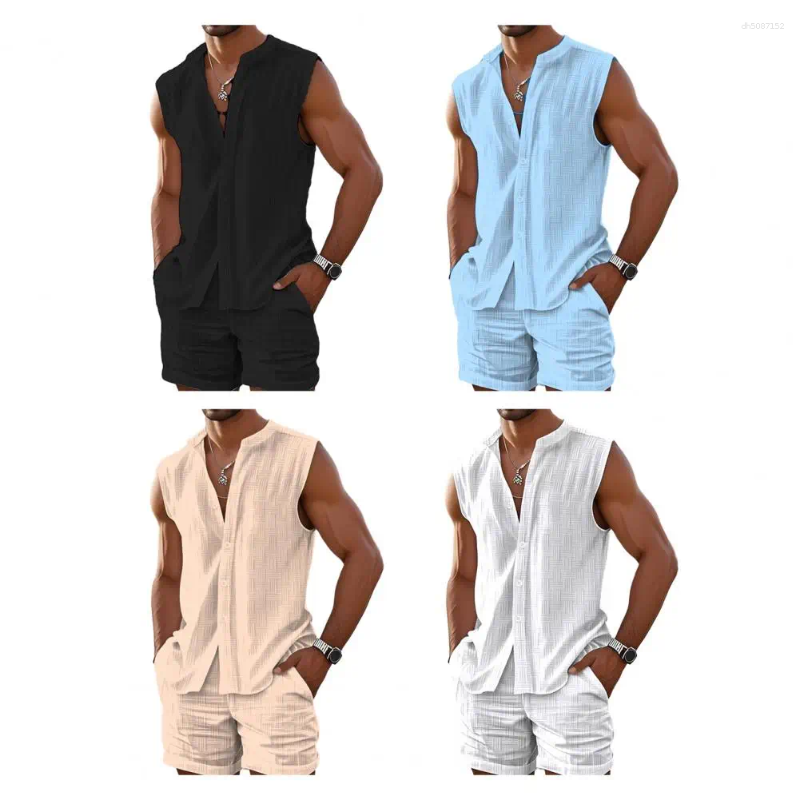 Men's Tracksuits 2025 Summer Set Casual Sports Sleeveless Vest Shirt Fashion Loose Comfortable Outdoor Shorts Beach Two-piece Suit
