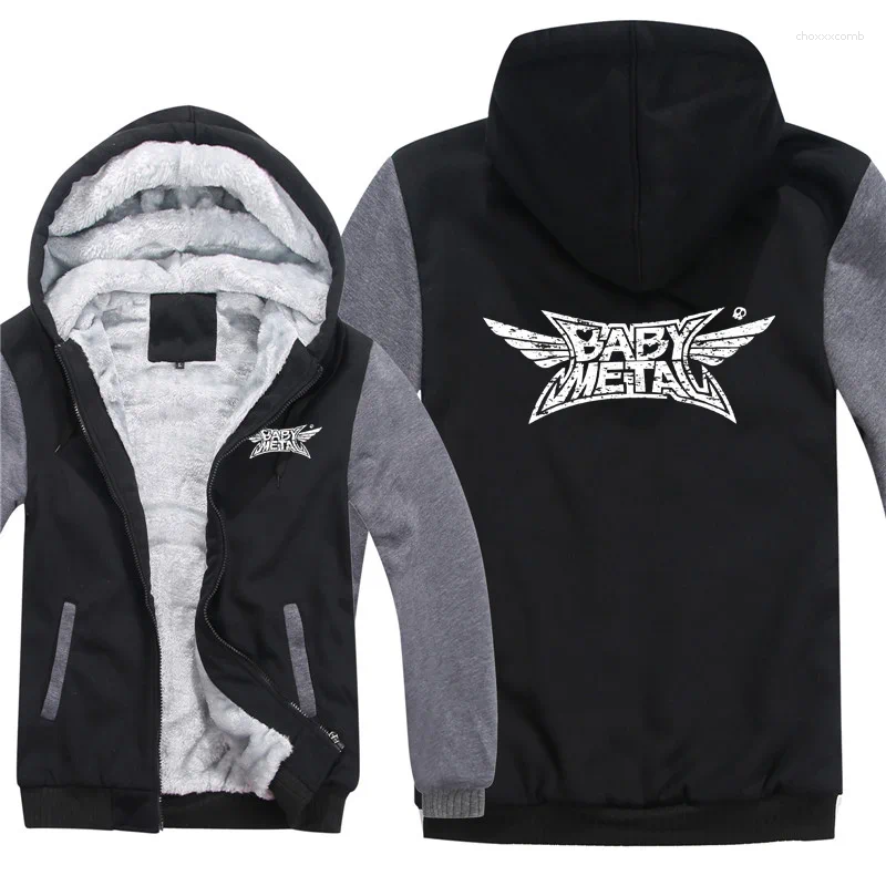 Men's Hoodies Winter Babymetal Zipper Thick Unisex Band Sweatshirt Man Warm Coat Fleece Streetwear Jacket