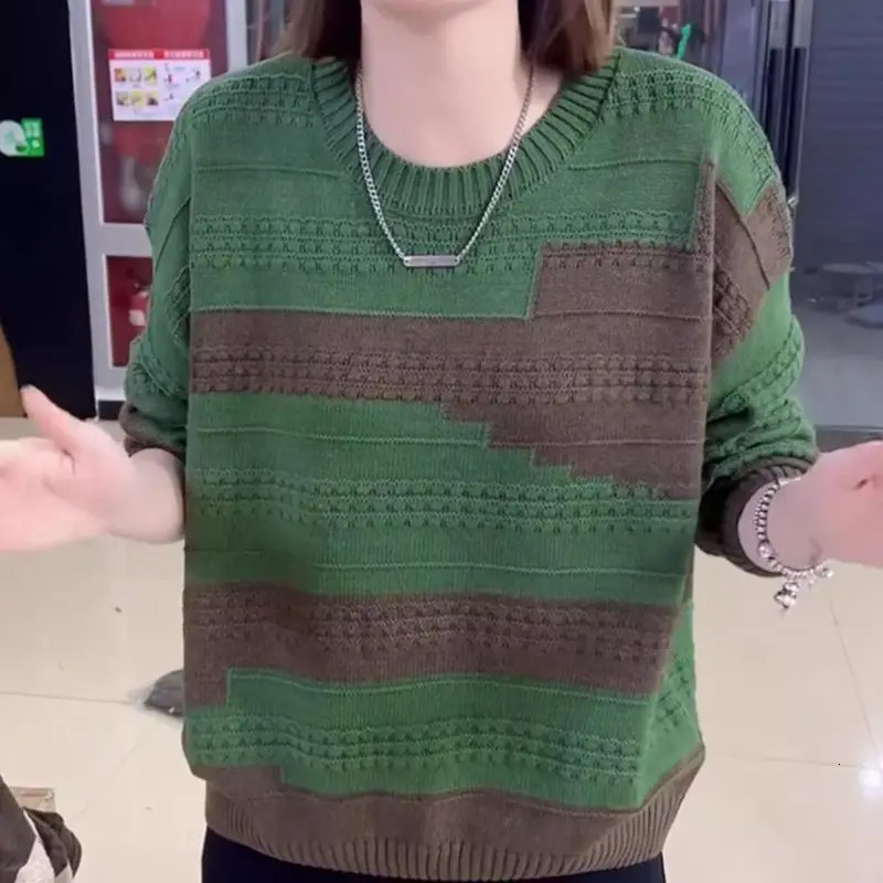 Sweater Womens Fashion Knitted Base Sweater Western-style Lazy and Loose Worn on Top of Clothes 250801