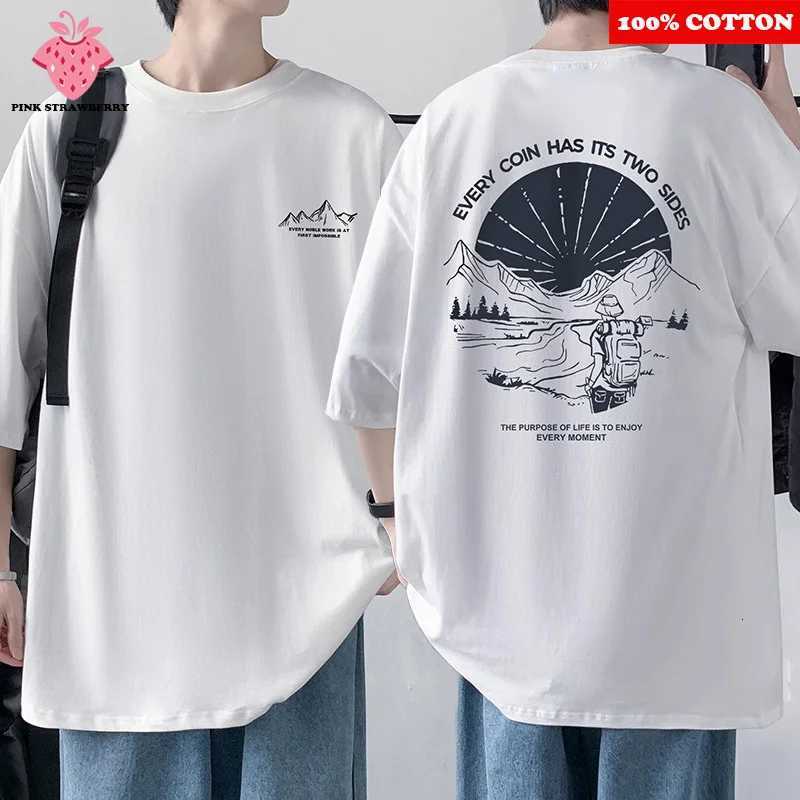 2025 New 100% Cotton Mens Printed T-shirt Summer Loose Casual Short Sleeve Gym Sports Tee White Box Y2k Tops Street Mens ClothingXJ250805