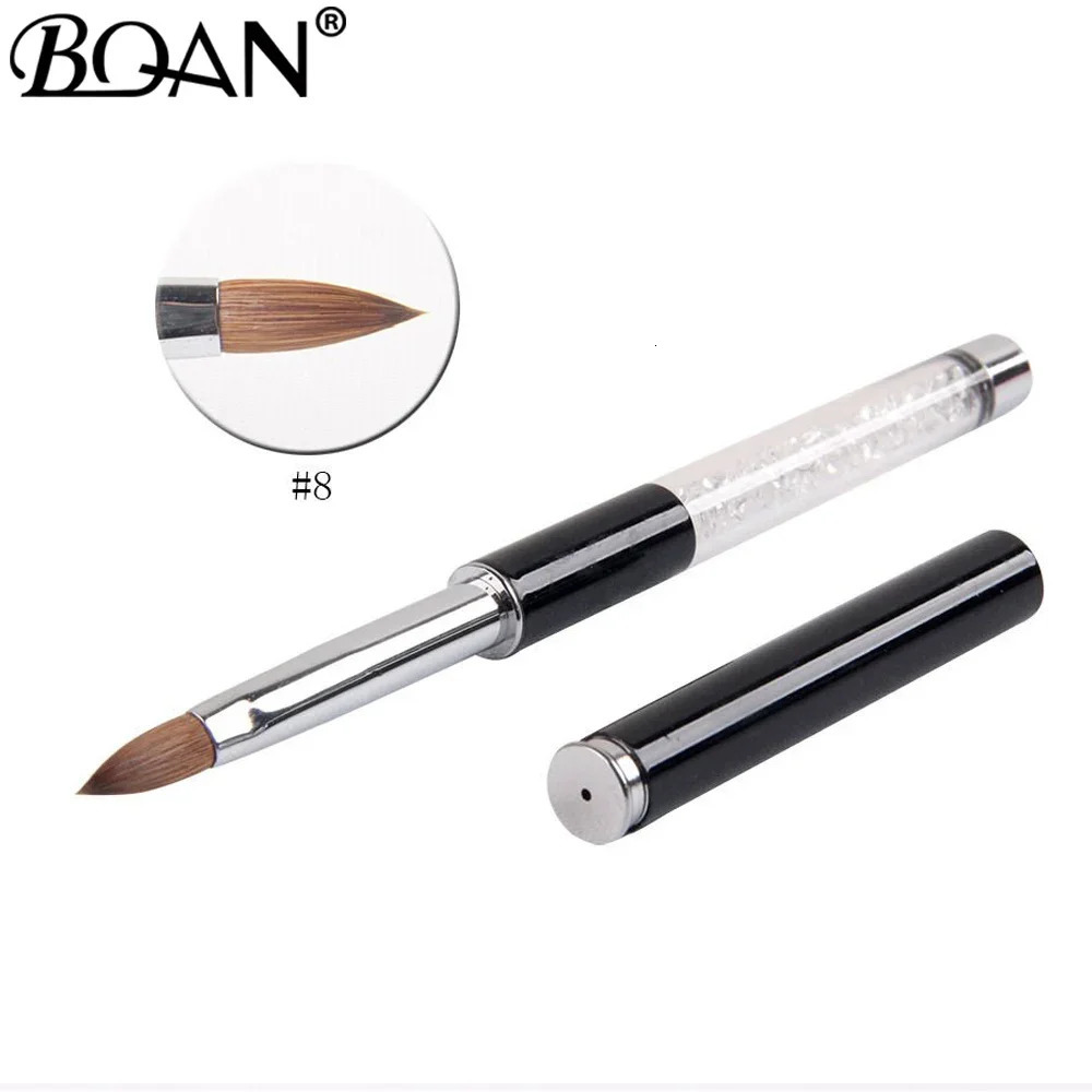 BQAN Kolinsky Nail Brush Crystal Rhinestone Handle Black Pure Kolinsky Acrylic Brush Sable Nail Brush 8# 250730