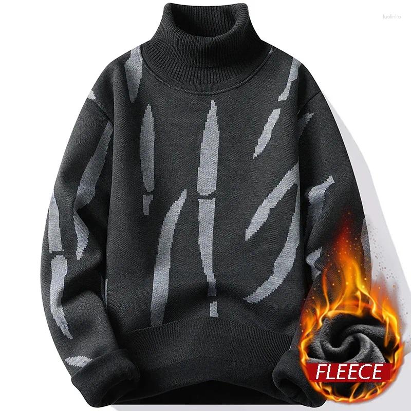 Men's Sweaters LIBIELIY High Neck Sweater Fashion Knitwear Slim Fit Elastic Pullovers Bottom Shirts Grey Black Fleece Knitting Pull