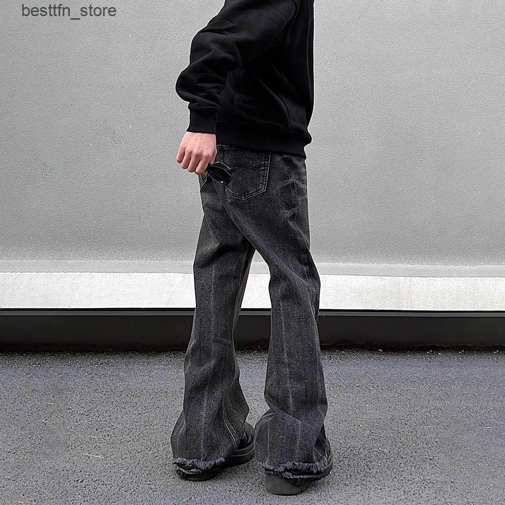 Mens Jeans Wide Leg Mens Black Loose Straightleg Flared Trousers Summer Casual Streetwear Vintage Autumn High Street Y2k Denim Pants 230909 Q250804