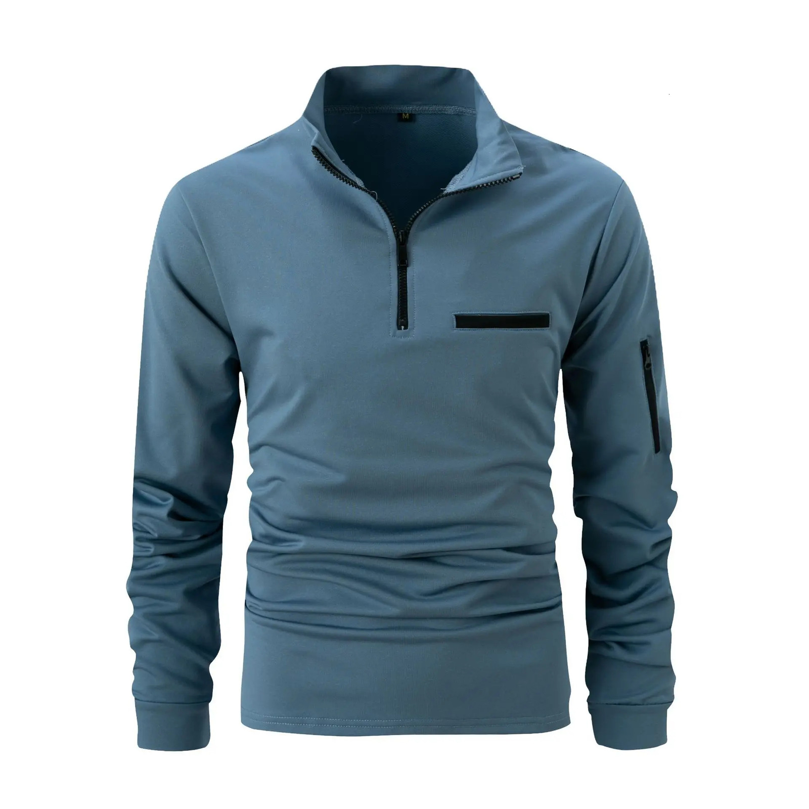 spring and autumn golf fitness loose fashion leisure long sleeve POLO shirt arm zipper muscle mens sports polo shirt 250804