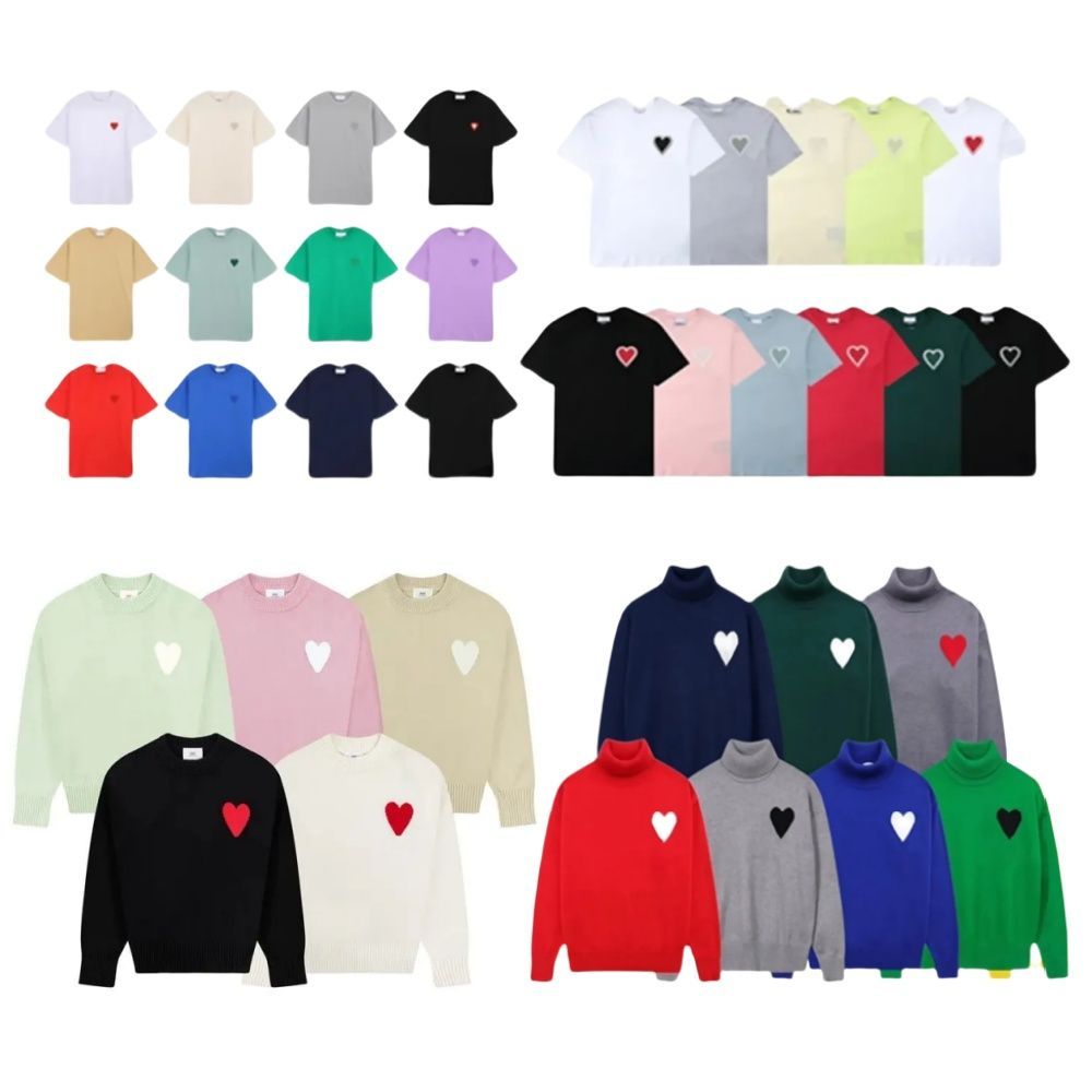 Paris Designer Sweater Mens Womens Luxury Knitted Sweater Fashion Heart Embroidery Cotton Round Neck Jumper Knitwear Lover A-line Small Red Heart Sw