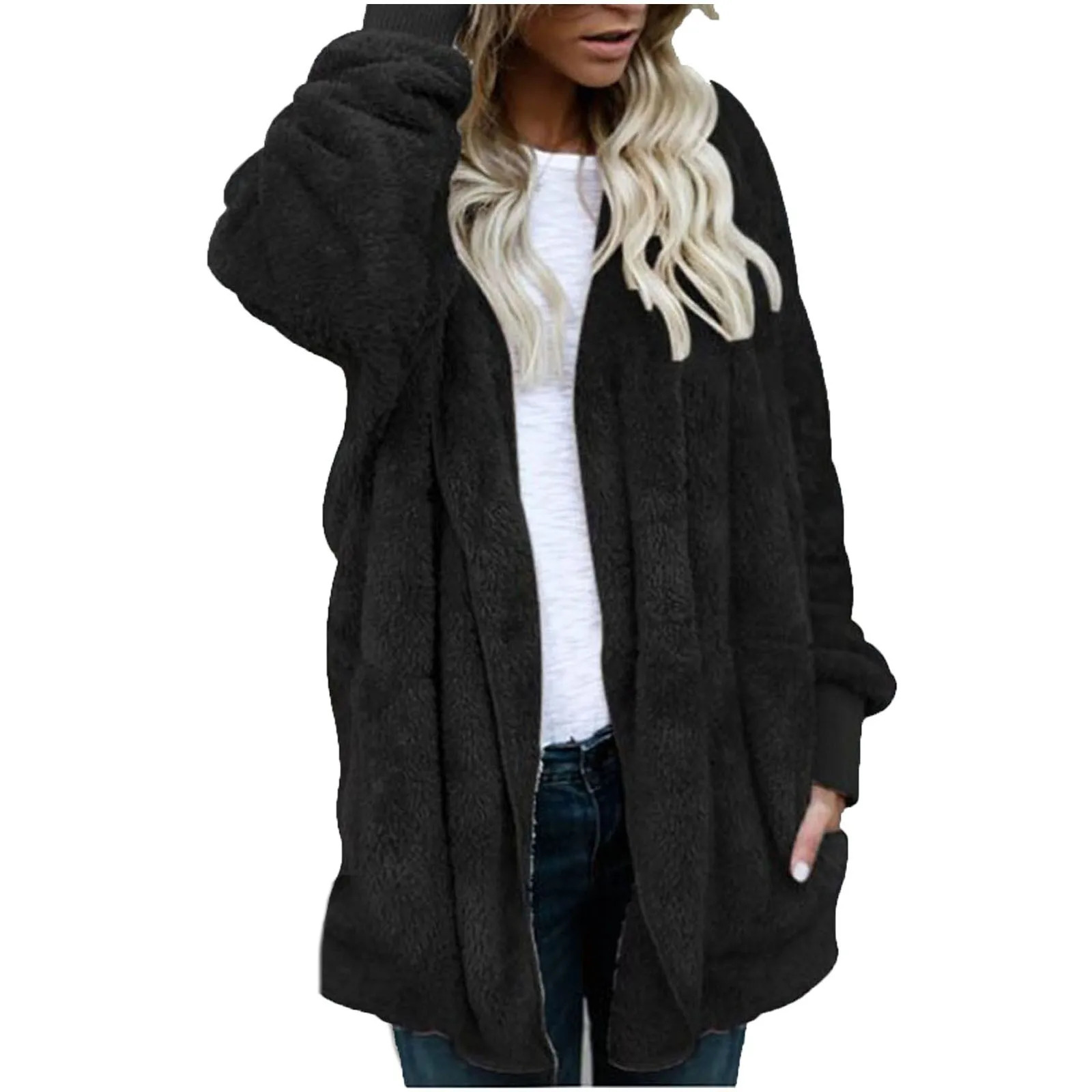 Women Winter Warm Coat Jacket Elegant Casual Daily Outwear Ladies Commuting Cardigan Coat Double Sided Velvet Hooded Coat 250801