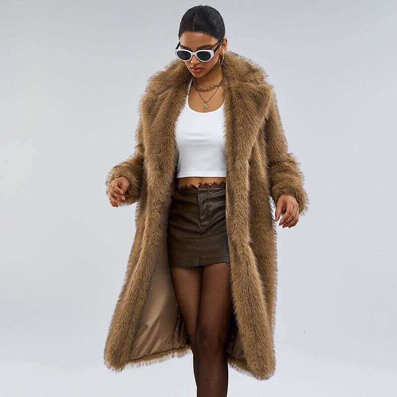 Women's Clothing Autumn And Winter Long Suit Collar Artificial Fur Coat