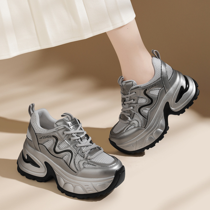 Genuine Leather Comfortable High-End Dad Shoes for Women 2025 Spring and Autumn New Versatile Thick-Soled Lightweight Mesh Casual Sneakers ddmythur