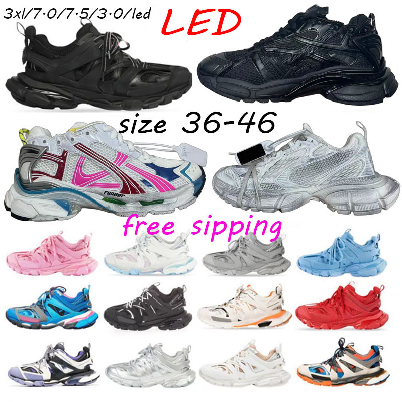 track shoes 3.0 Paris 3XL shoes 7.0 7.5 Casual Shoes Grey led Shoes Fashion Platform Sneakers Mens Trainers Triple S black white glod grey Free ship