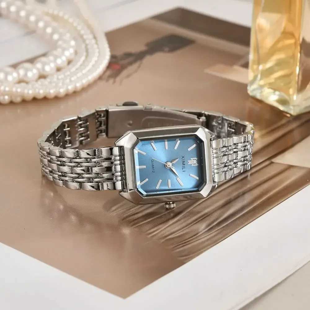 1pc-Womens New Fashion Luxury Stainless Steel Band Watch Minimalist Square Quartz Wristwatch (Color Random) XJ250805