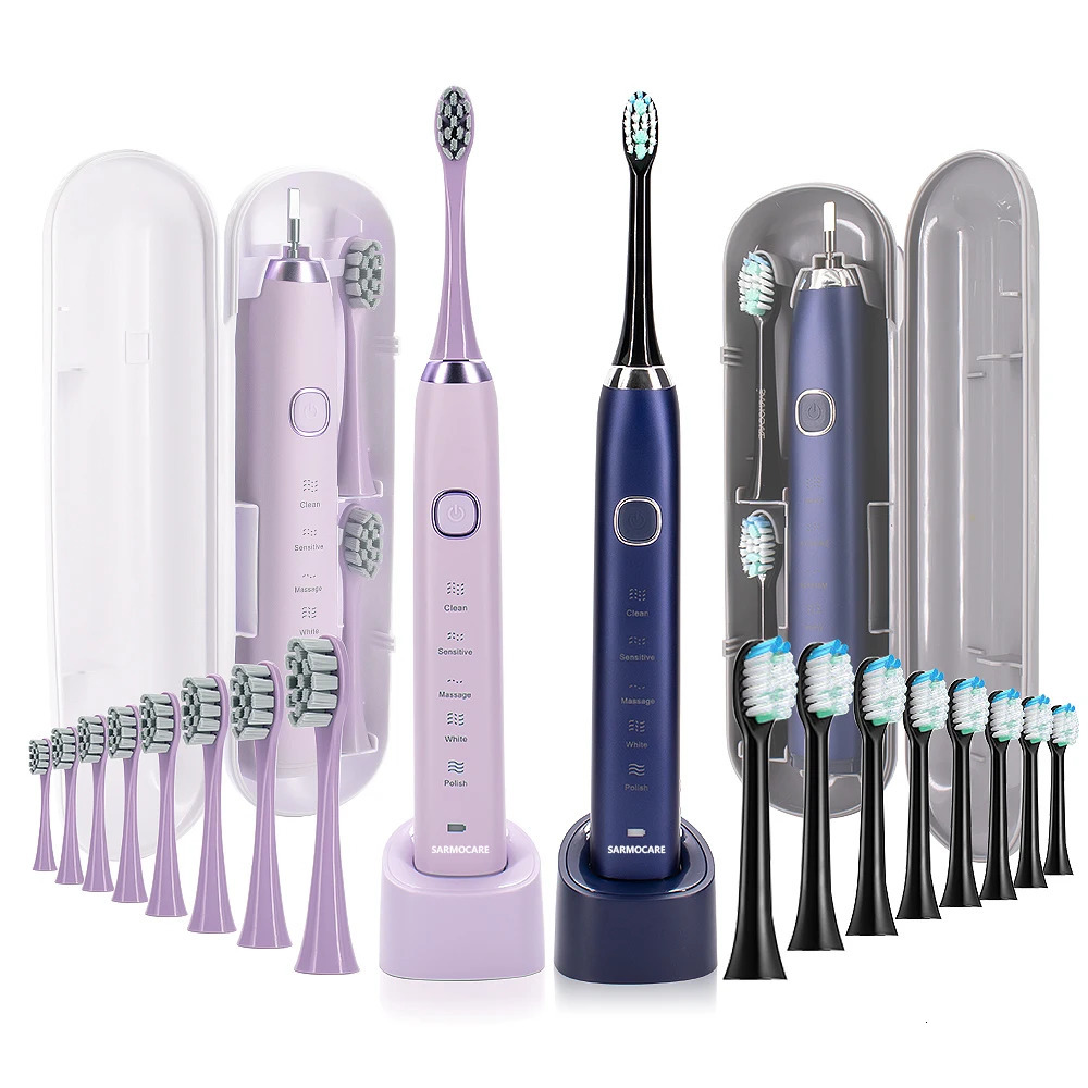 USB Rechargeable Electric Toothbrush Automatic Toothbrush for Adults with 5 Modes and 8 Replacement Brush Heads 250729