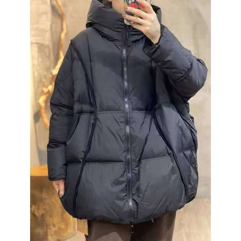 Designer Clothing 2025 Winter Women 90%White Duck Down Jacket Hooded Warm Oversize Puffer Coat Female Casual Loose Parka Pocket Outerwear
