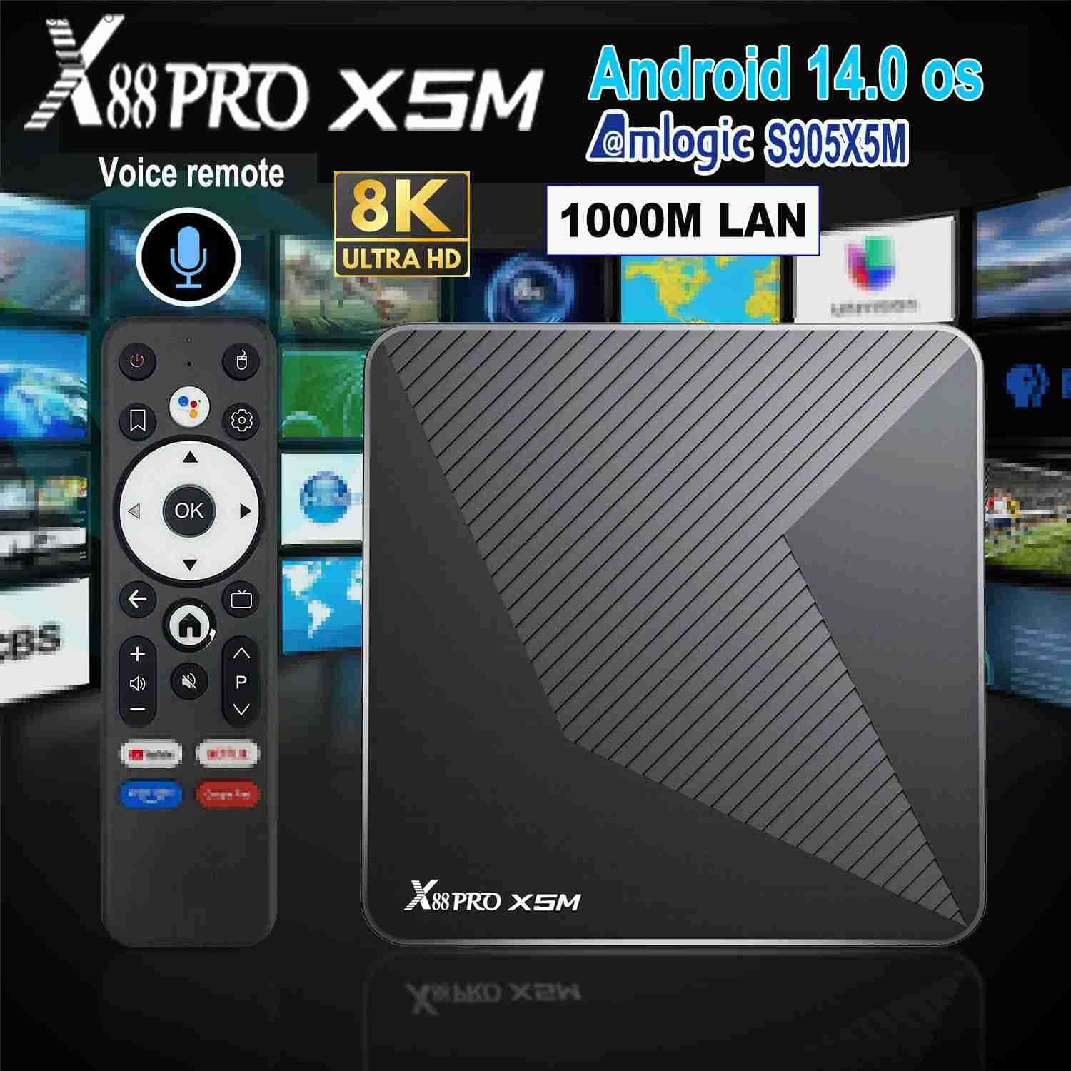 X88 PRO X5M Android 14 TV Box Amlogic S905X5M HD 8k 2.4G 5G Wifi6 BT5.0 1000M Lan 3D L250805-image-1070062637