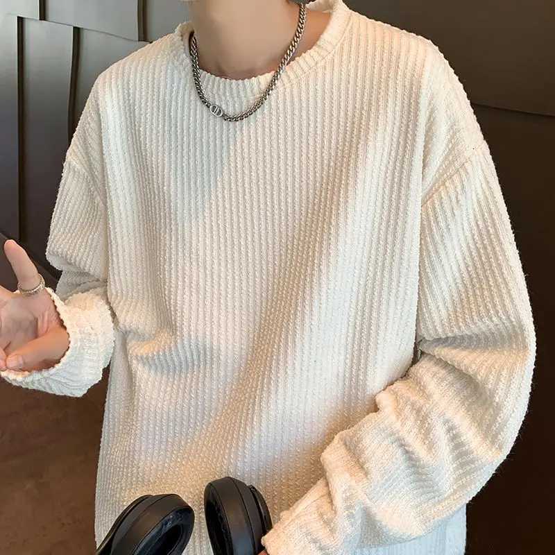 Style Round Neck Long Sleeve Striped T-Shirt Mens Autumn Solid Color Trendy New Chinese Style Loose Base Layer High-End Top XJ250805