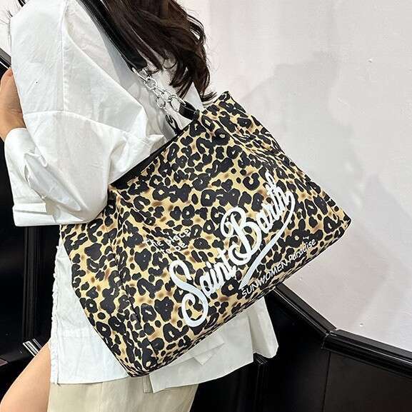 Fashion Tote for Women 2025 Summer New Letter Leopard Print Handbag Large Capacity Shoulder Bag