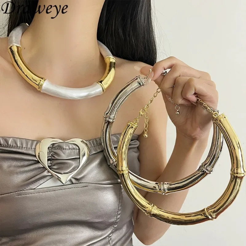 Draweye Bamboo Necklaces for Women Hyperbole Punk Style Korean Fashion Jewelry Chokers Hiphop Collares Para Mujer 250729