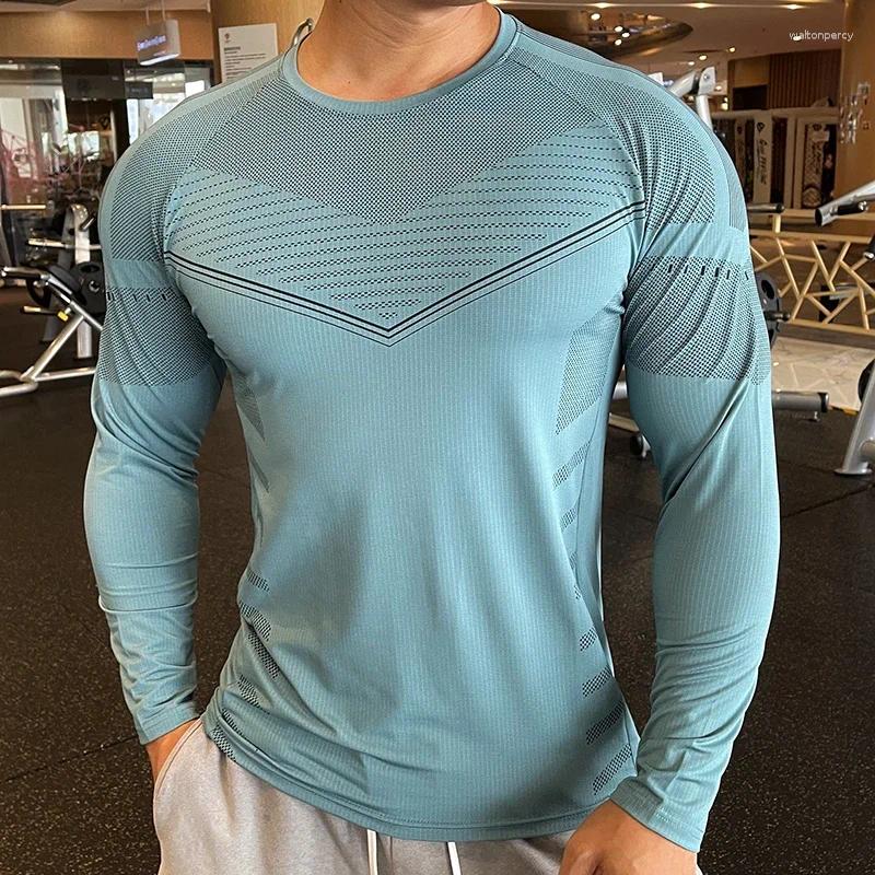 Men's T Shirts Long Sleeved T-shirt Running Sports Shirt Fitness Compression Sleeve Upper Clothing Crew Neck Indoor