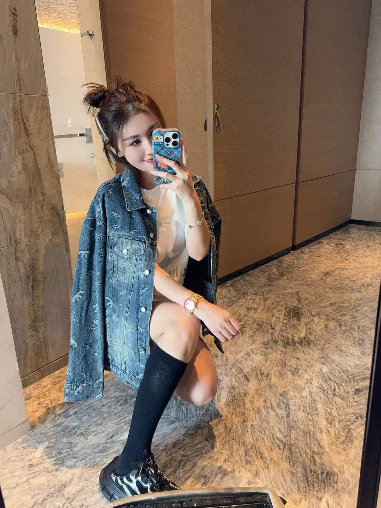 Women's Jackets Women Vintage Loose Long Sleeve Print Cotton Jean Jackets Spring Fall Female Casual Blue Denim Jacket Coats Streetwear Outwear