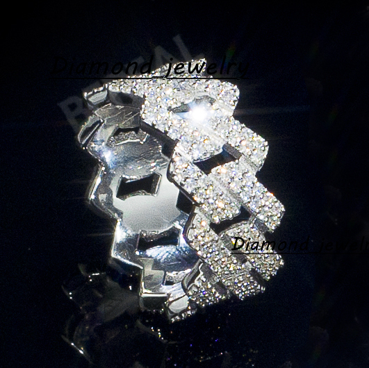GIA IGI Certified Lab Grown Diamond Cuban Band Ring Men Jewelry Iced Out 925 Silver Lab Created Diamond Cuban Link Ring