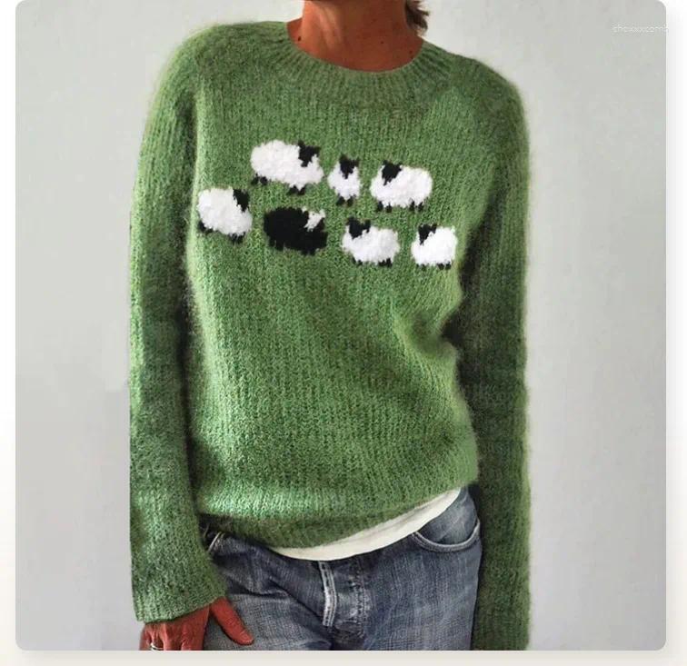 Women's Sweaters Sweater Women Pullovers Knitted Print O-neck Long Sleeve Warm Fashion Casual Autumn Winter
