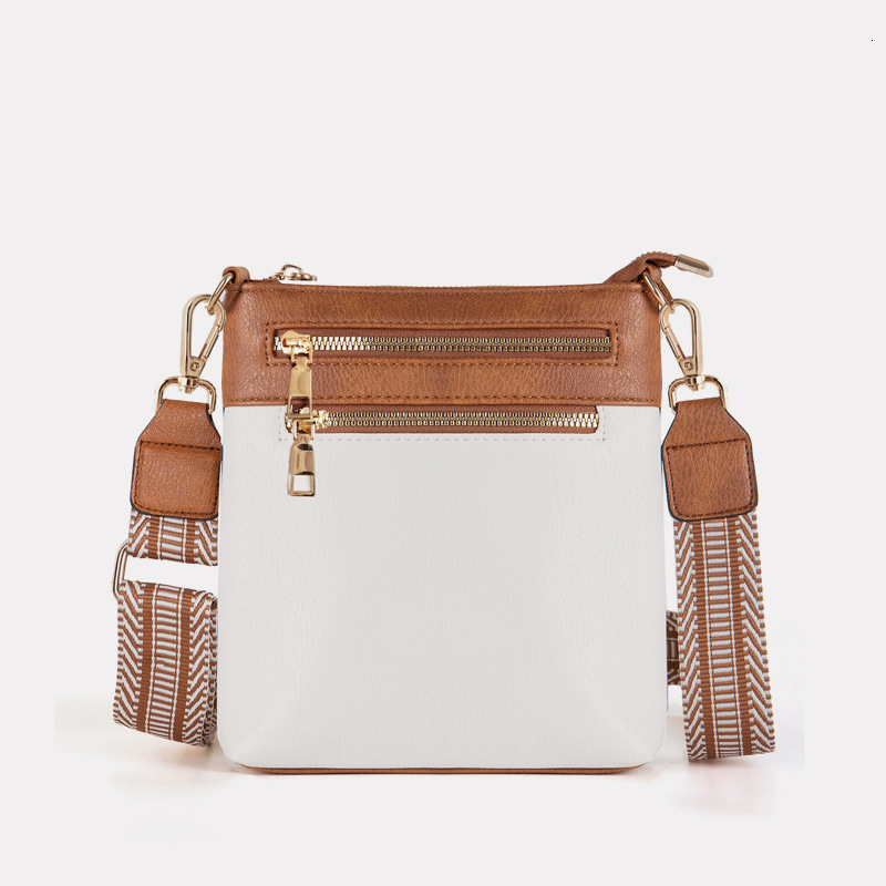 Luxury Brand Designer Bag 2024 Spring New Women's Bag With Detachable Jacquard Shoulder Strap, Vintage Color-Block PU Leather Crossbody Bag, Wo