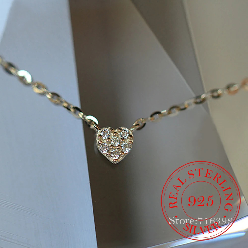 S925 Sterling Silver Classic Love Heart Choker Necklace Pendant for Women 14K Gold Plated Necklaces Wedding Party Jewelry Gift 250729