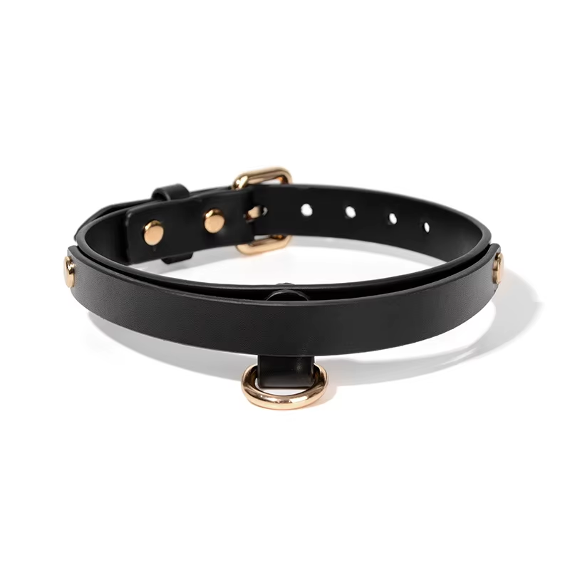 Black Genuine Leather BDSM Collar with DIY Crystal Letter Custom Chain Leash Collar for Women Bondage Harness Fetish Wear Couple Gift Sex Game