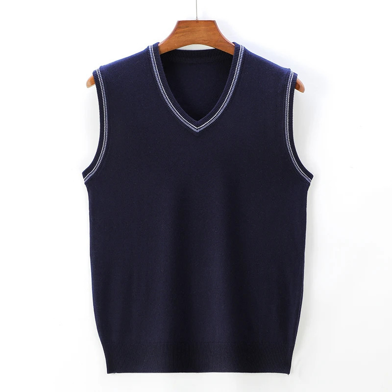 Fashionable and Handsome Sweaters Vests 2024 Autumn Vneck Sleeveless Business Casual Sweater Mens Clothing Pull Homme Chalecos 250724