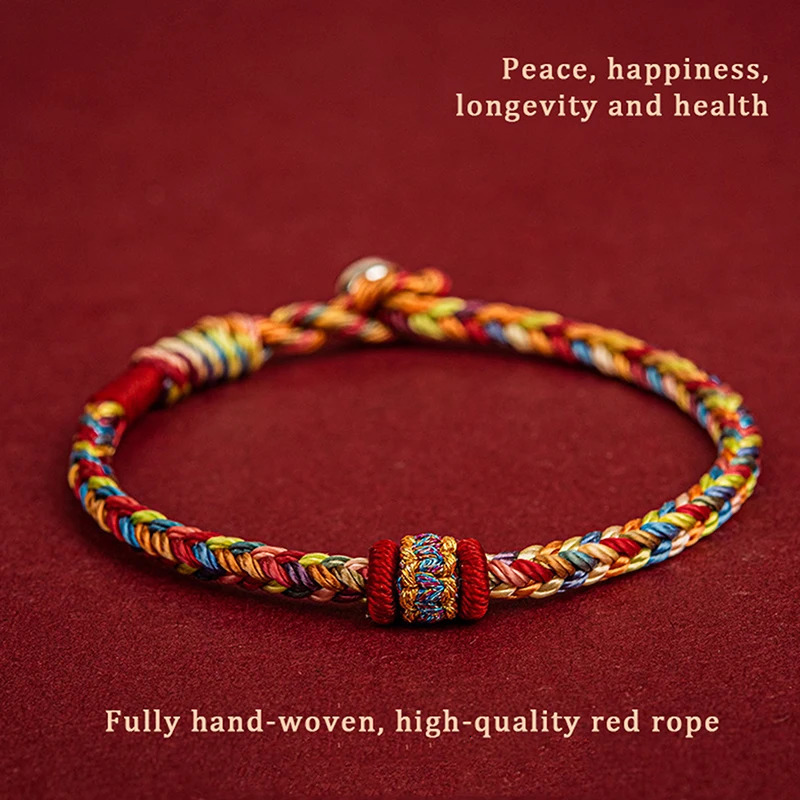 14CM Handwoven Tibetan Bracelet Colorful Thread Good Lucky Charm Rope Bangles For Women Men Knots Red Bracelets 250804