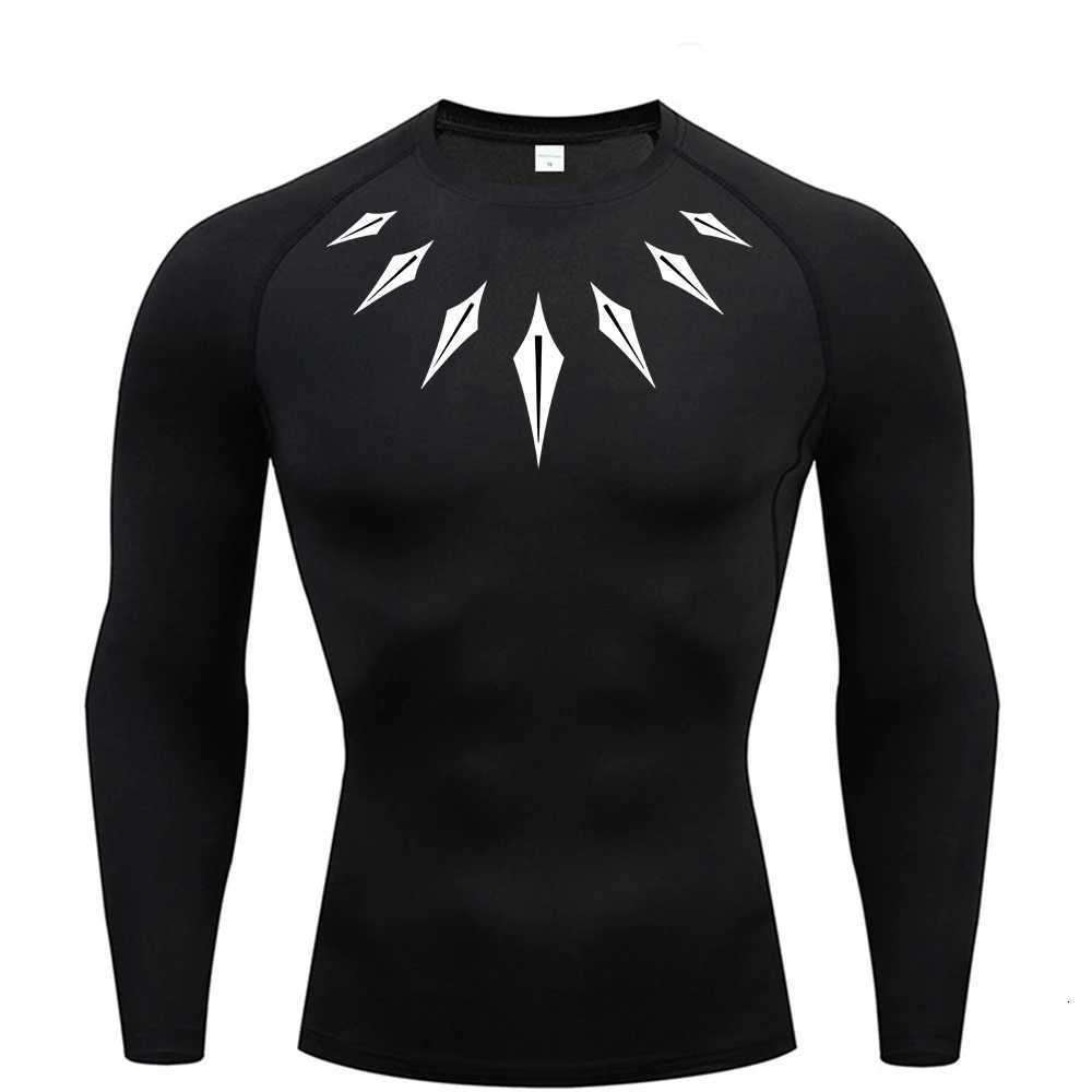 2024 Mens Long Sleeve Compression Shirt Printed Water Sports Rash Protection Quick Dry Base Sports Workout Shirt XJ250805