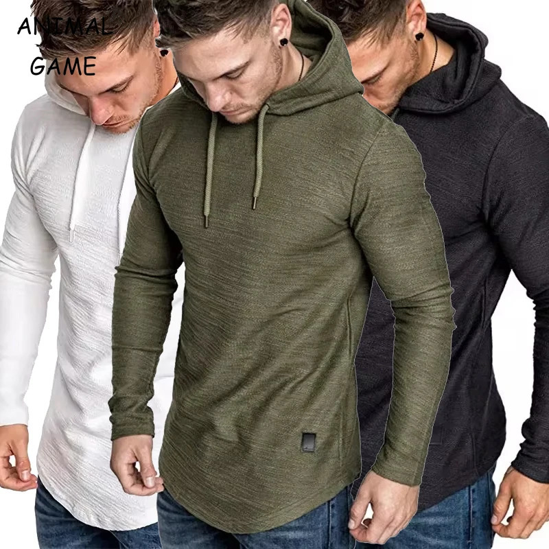 Mens Solid Color Hoodie Sweatshirt Long Sleeve Lightweight T Shirts Fitness Hoodies Breathable Streetwear Autumn Coats 250729