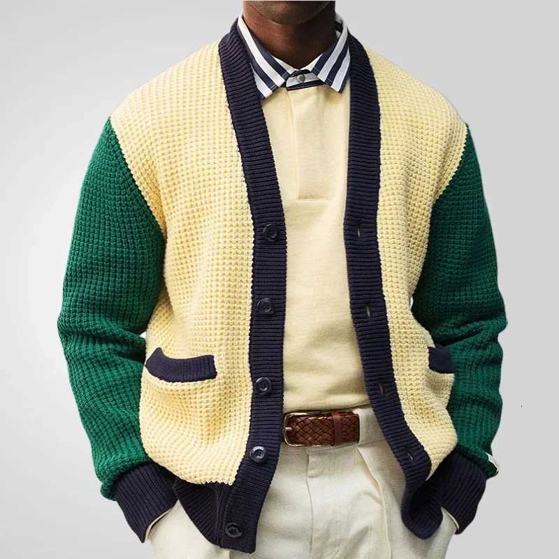 Men Cardigan Open Stitch Sweaters Knitted Coat Full Sleeve Single Breasted V Neck Casual Loose Knit Coats Autumn Winter XJ250805