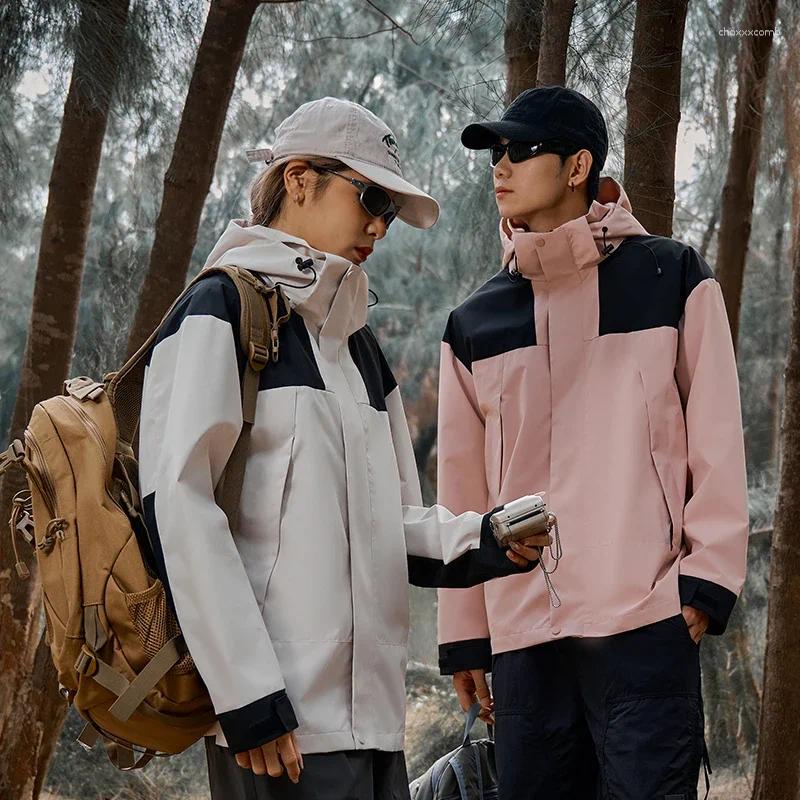 Women's Jackets Autumn High Quality Patchwork Windbreaker Jacket Men Women Outdoor Mountaineering Sports Windproof Waterproof Hooded Hiking