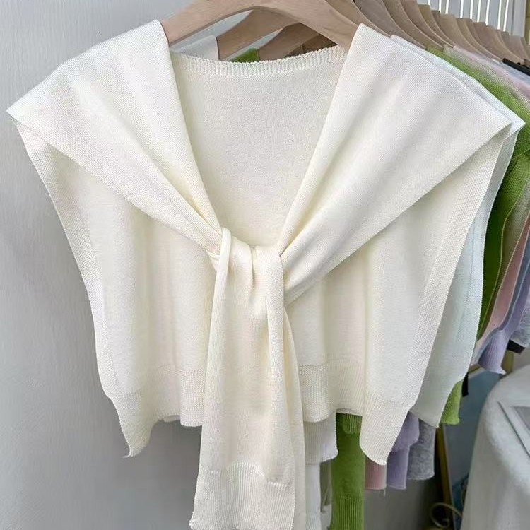 K1588 Knitted shawl women's outer wear 2025 new autumn thin style with shirt shirt white small waistcoat summer high-end feeling