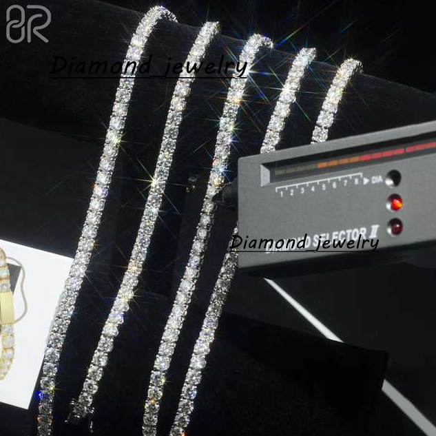 Wholesale Price 3MM 4MM 5MM Vvs Moissanite Tennis Chain Necklace Pass Diamond Tester Round Brilliant Cut Diamond Bracelet