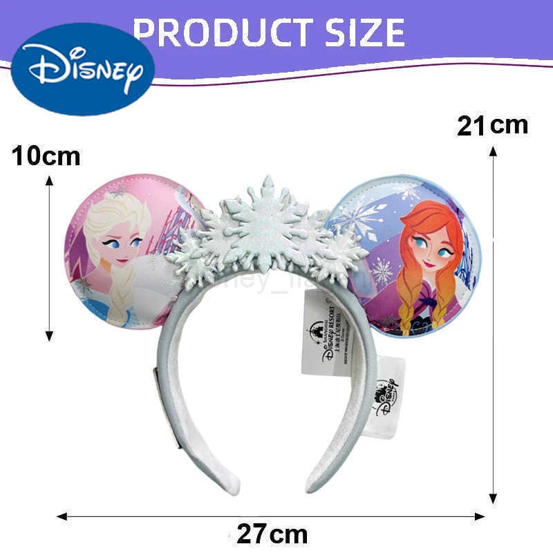 Disney 2024 Disney Frozen Minnie Mouse Ear Headband suitable for women at Disneyland Mickey Adult/Children Plush Glitter Role Playing Girl Access