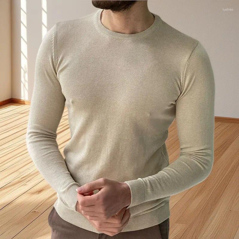 Men's Sweaters Autumn Clothing Knit Solid Color Pullover Sweater Luxury O Neck Long Sleeve Casual Basic Shirt Streetwear Knitwear M-3XL