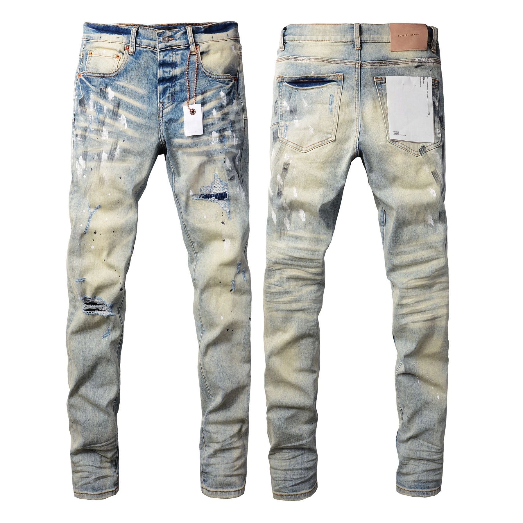 2025 Mens Trousers Purples Denim Designer Jeans Men Black Pants High-End Quality Straight Retro Ripped Biker Jean Slim Fit Motorcycle Cl