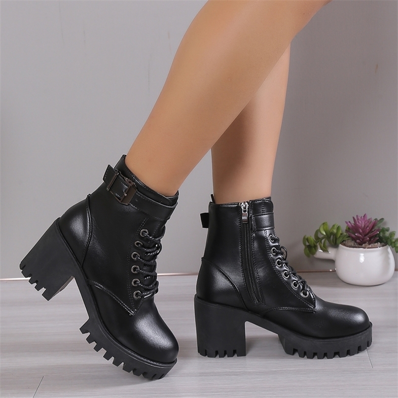 Winter Fashion Comfortable Elegant Square with Womens Shoes Side Zipper Round Head Solid Color Simple Thick Heel Boots 250805